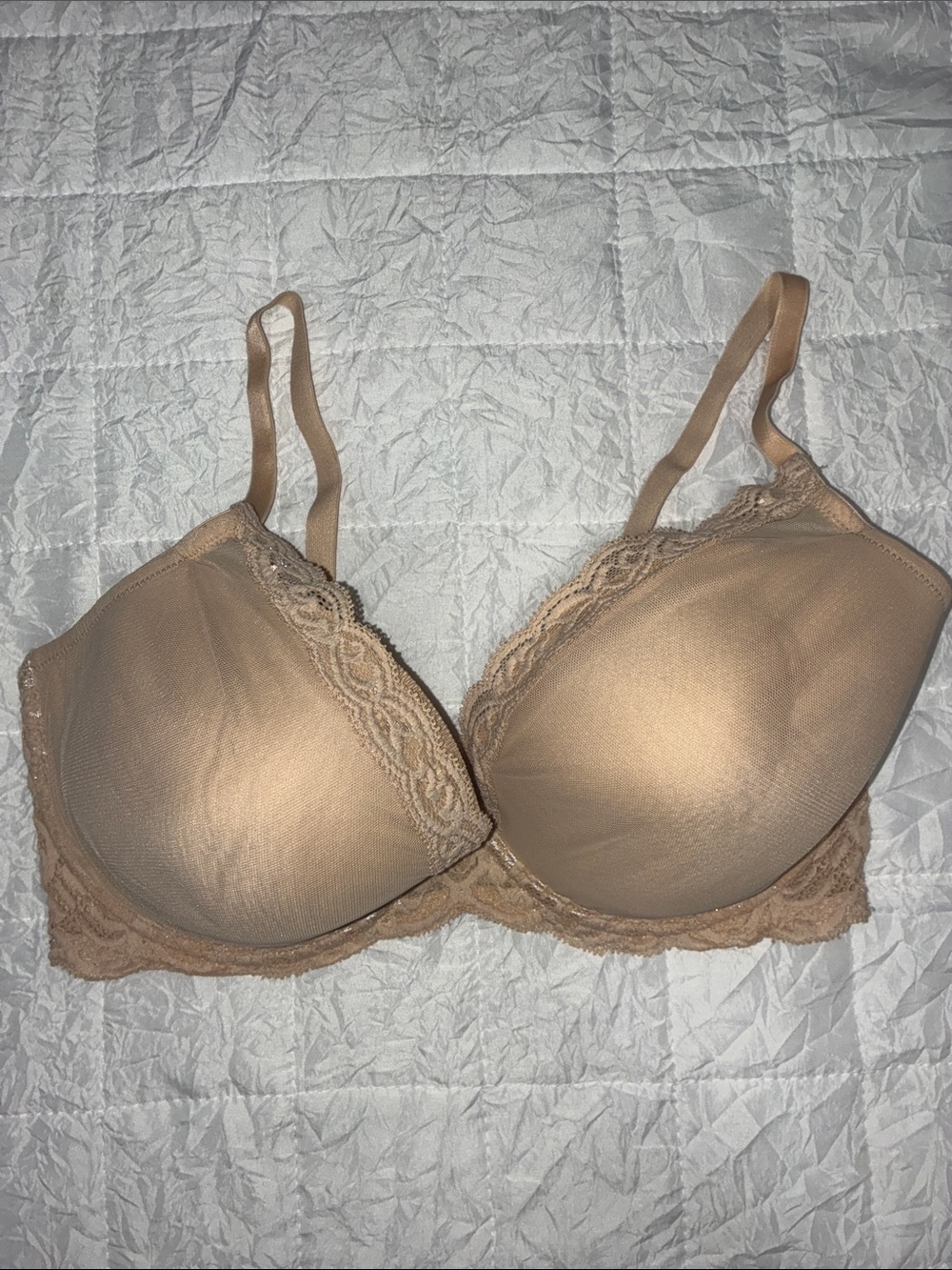 Natori Lace-Trim T-Shirt Bra in Nude Tan